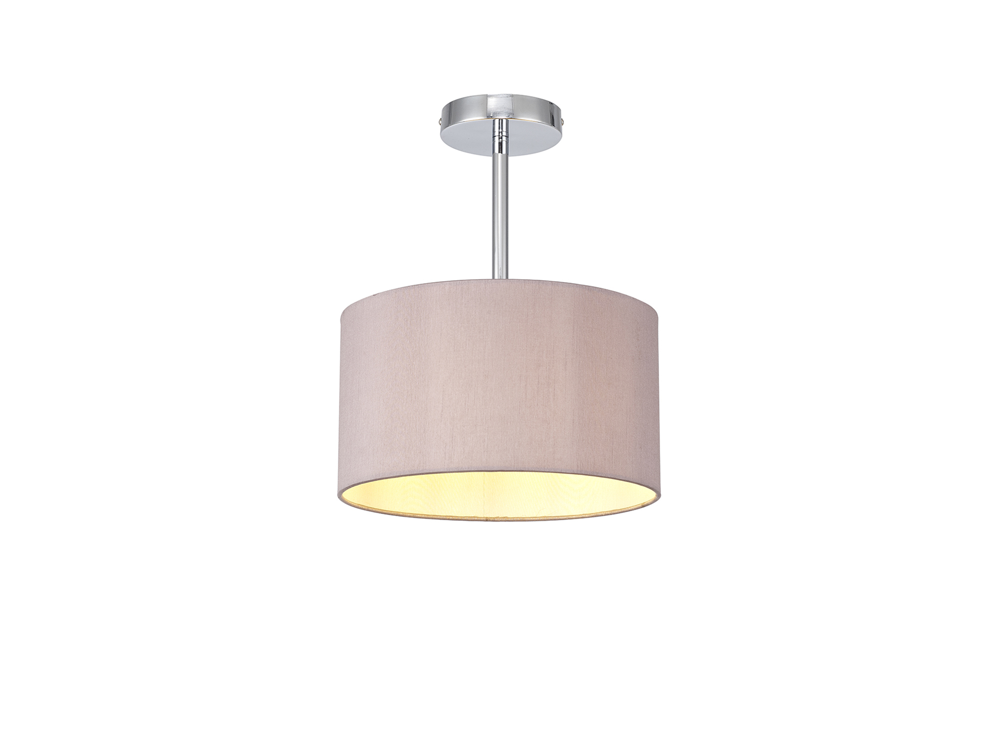 DK0081  Baymont 30cm Semi Flush 1 Light Polished Chrome, Taupe/Halo Gold